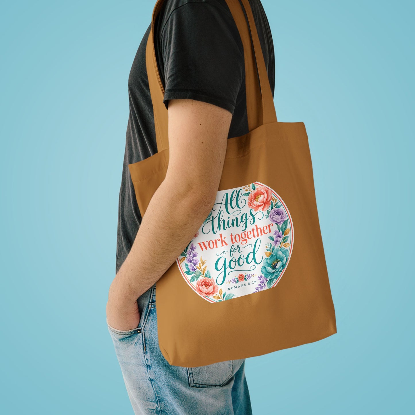 All things work together for good to them tha — Romans 8:28 Canvas Tote